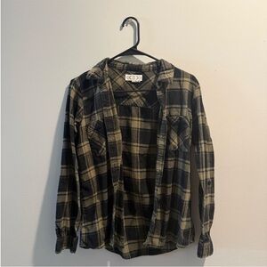 Pink Rose Black and Green Plaid Button Down Shirt